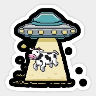 8 Bit Alien Abduction Sticker